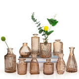 10 Pack Amber Glass Flower Vase Small Bud Vases in Bulk
