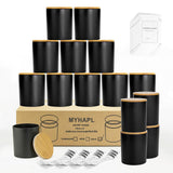 15 Pack Empty Black Candle Jars with Bamboo Lids