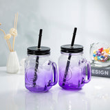 2 Pack Purple Mason Jar Drinking Glasses Set 16oz